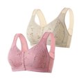 thumbnail image 1 of AherBiu 2pc Plus Size Bras for Women High Support Wireless Floral Bralettes Lift up Front Closure Button Everyday Bra, 1 of 7