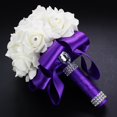thumbnail image 2 of Faithtur Artificial Wedding Bride Bouquet Romantic Handheld Bridesmaid Flower with Ribbon, 2 of 4