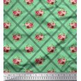 thumbnail image 1 of Soimoi Poly Georgette Fabric Check,Leaves & Rose Floral Print Fabric by the Yard 42 Inch Wide, 1 of 3