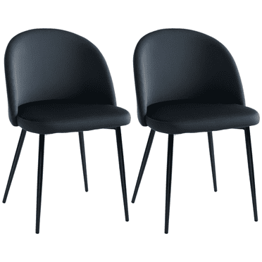 HOMCOM Dining Chairs Set of 2, Mid-Back Velvet-touch Upholstery Side Chair