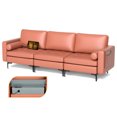 thumbnail image 1 of Costway Modular 3-Seat Sofa Couch with  Socket USB Ports & Side Storage Pocket Coral Pink, 1 of 10