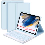 Mistaha Detachable Tablet Case with Bluetooth Keyboard for Samsung Galaxy Tab A9/A9 Plus - Lightweight Protective Cover with Pen Slot & Adjustable Angles - Sky Blue, 8.7" SM-X110/X115