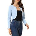 thumbnail image 4 of INSPIRE CHIC Boléro Ouvert pour Femme, Ourlet Arrondi, Cardigan Court, Bleu Pâle, TP, 4 of 5