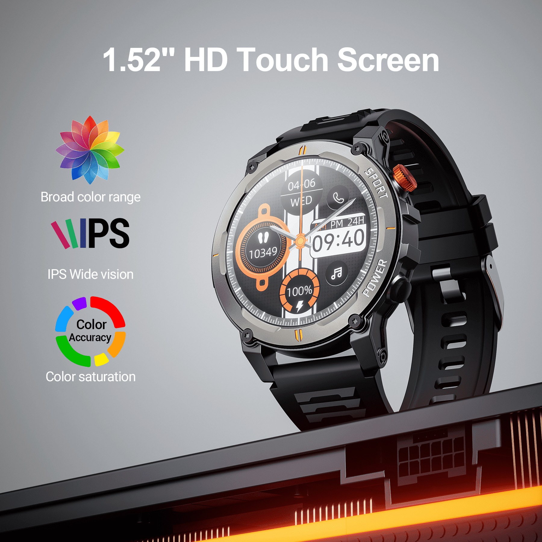 Refurbished STA J300 Smart Watch, 2.01" HD Color Screen, 180+ Sports Modes, Bluetooth 5.3 Call and Message Notifications, IP68 Waterproof, Voice Control, Black