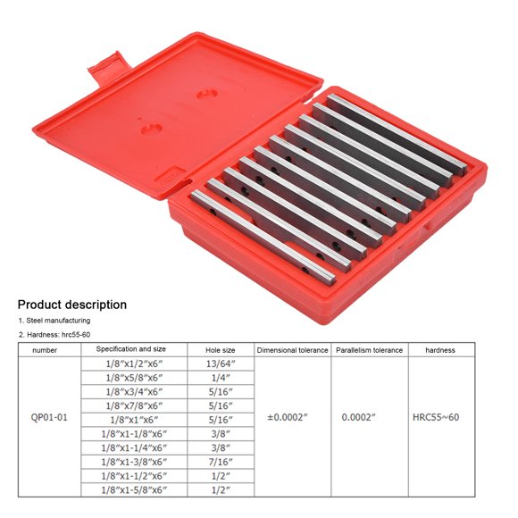 20 Pcs Blocs Parallèles 1/8 Po Bloc Parallèle Ajustable Bloc Parallèle Acier Ensemble Parallèle Réglable Précision 0,0005 Blocs à Barre de Stabilité