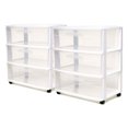 thumbnail image 1 of Homz Plastic 3 Clear Drawer Small Rolling Storage Tower, White, 2 Pack, 1 of 10