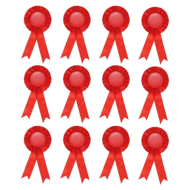 Unique Bargains Ruban de Récompense Vierge, Ruban de Rosette Ruban de Reconnaissance de Prix Honorable, Rouge, Lot de 12