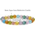 thumbnail image 2 of Bracelet Extensible Unisexe en Perles Rondes de 8 mm en Quartz Craquelé Multicolore Aura Aqua Naturelle, 2 of 5