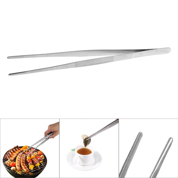 TOPINCN Garden Tweezer, Medical Tweezer, Stainless Steel Silver Long Food Tongs Straight Home Medical Tweezers Garden Kitchen Tool 30CM
