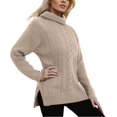 thumbnail image 3 of Chandail à Col Roulé Uni pour Femme - Haut Rétro à Manches Longues Ajusté - Polyester, Coupe Ample Décontractée pour le Quotidien/travail, 3 of 3