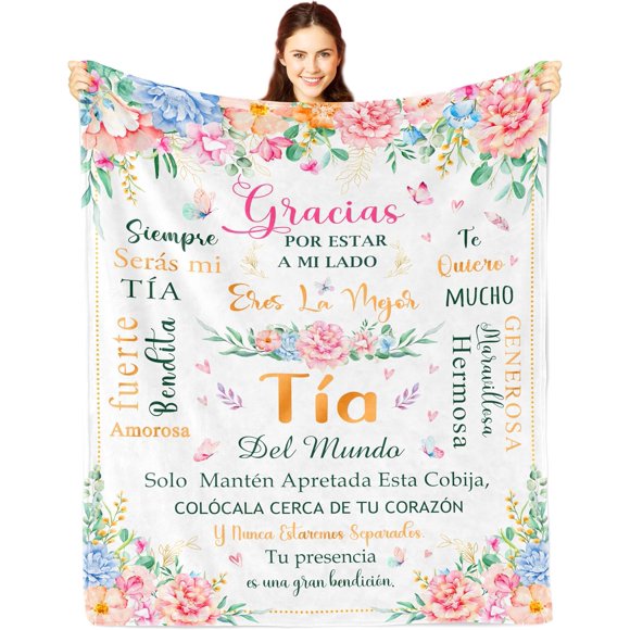 LHSHID Tia Gifts Regalos para Tía En Español Aunt Gifts in Spanish Gifts for Tia La Mejor Tia Del Mundo Feliz Cumpleaños Tia Regalo De Cumpleaños para Mi Tia Menta Throw Blanket 40"x50"