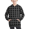 thumbnail image 1 of MeetoTime Chandail à Capuche Surdimensionné pour Filles et Garçons Manches Longues Col Rond Imprimé à Carreaux Automne Hiver Chandail-Over, 1 of 6