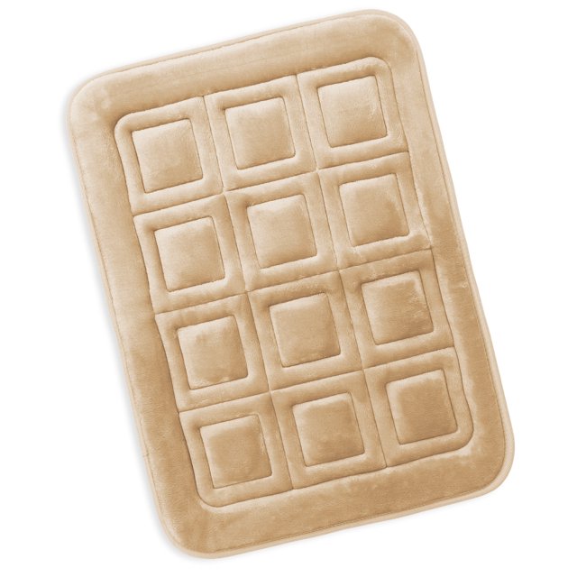 Clara Clark Bathroom Rugs, Velvet Memory Foam Bath Mat, Ultra Soft Non Slip and Absorbent - Waffled - Small - Beige
