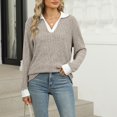 thumbnail image 4 of AherBiu Womens Tops Ribbed Knitted Long Sleeve Trendy Loose Tops Comfy Fall Collared Shirts Blouses, 4 of 7