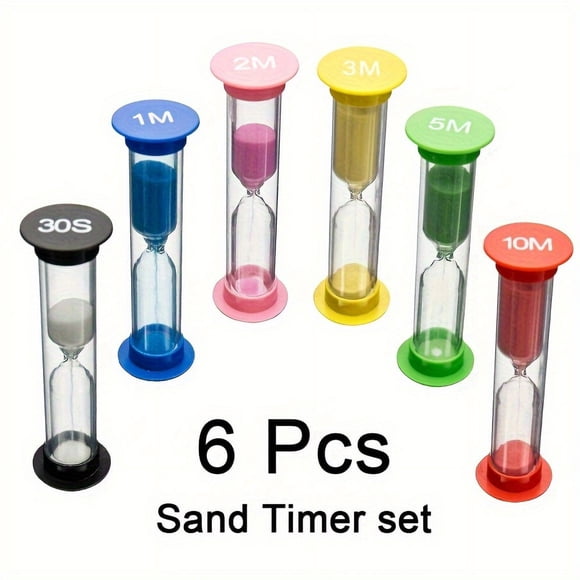 MesaSe 6 Pcs Sand Timer Set - Durable Hourglass Timers Various Time Intervals (30s/39.37inch/78.74inch/118.11inch/196.85inch/393.7inch) - Power Supply Free Ideal for Games Classroom K