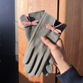 thumbnail image 1 of Ladies' De Rong Warm Gloves with Bows Suitable for Cycling To Work with Extra Fleece Thickened and Windproof for Cycling, 1 of 4