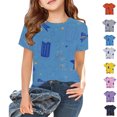 thumbnail image 4 of Toddler Child Girls Summer T Shirts Soft Graphic Printed Short Sleeve Basic Tees Ruffle Crewneck Home Wear Tops size 3-4T, 4 of 4