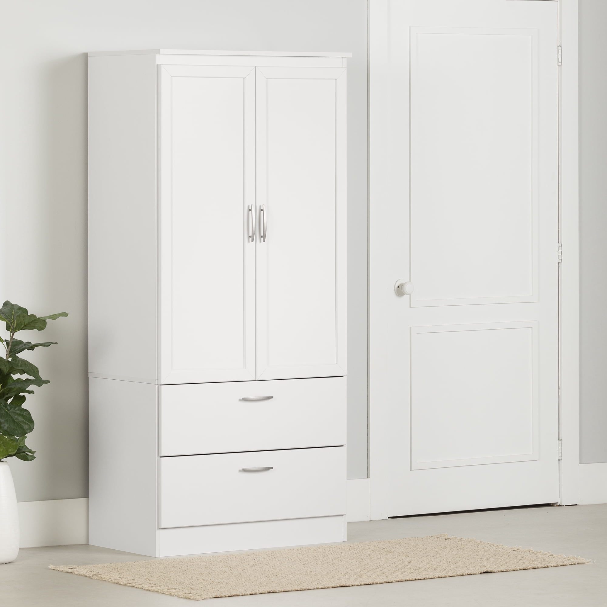 South Shore Acapella Wardrobe Armoire, in Pure White