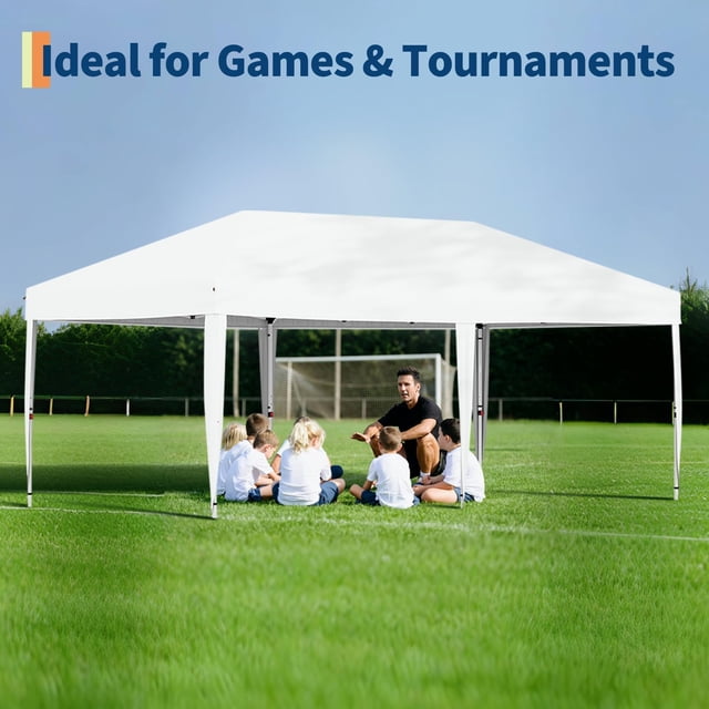 AKDSteel 10x20 Pop Up Canopy, Outdoor Beach Tent With One Push Setup, Upf 50+ Waterproof Sun Shade For Events And Camping
