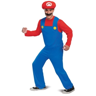 Disguise unisex adult Mario Costume, Official Nintendo Super Mario Bros With Hat and Mustache Sized Costumes, Blue,red,multicolor, Medium 38-40 US