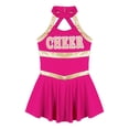 thumbnail image 4 of vastwit Tenue d'Uniforme de Cheerleading pour Filles Sans Manches Robe à Imprimé de Lettres Costume de Performance de Danse Rose Vif 16, 4 of 7