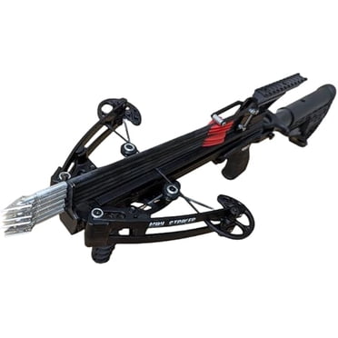 Mini Striker Arbalète Répétitive à Chargement Automatique, 125 Lb, Magazine, Buttstock Détachable, Boulons d'Entraînement à Tête Grand et Cible