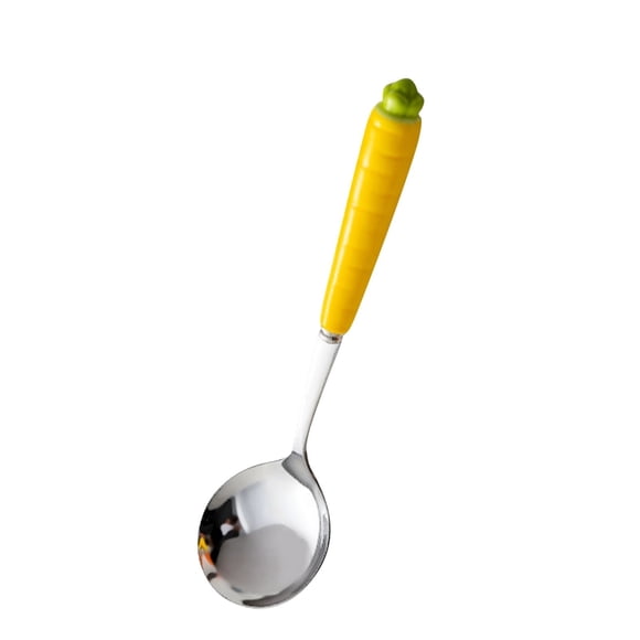 Creative Cute Ceramic Carrot Handle Fork And Spoon, Tableware Set for Household Dessert Dining, Multi-Scene for Restaurant Picnic, Food-Grade Stainless Steel Anti-Rust, 1 Piece of Tableware