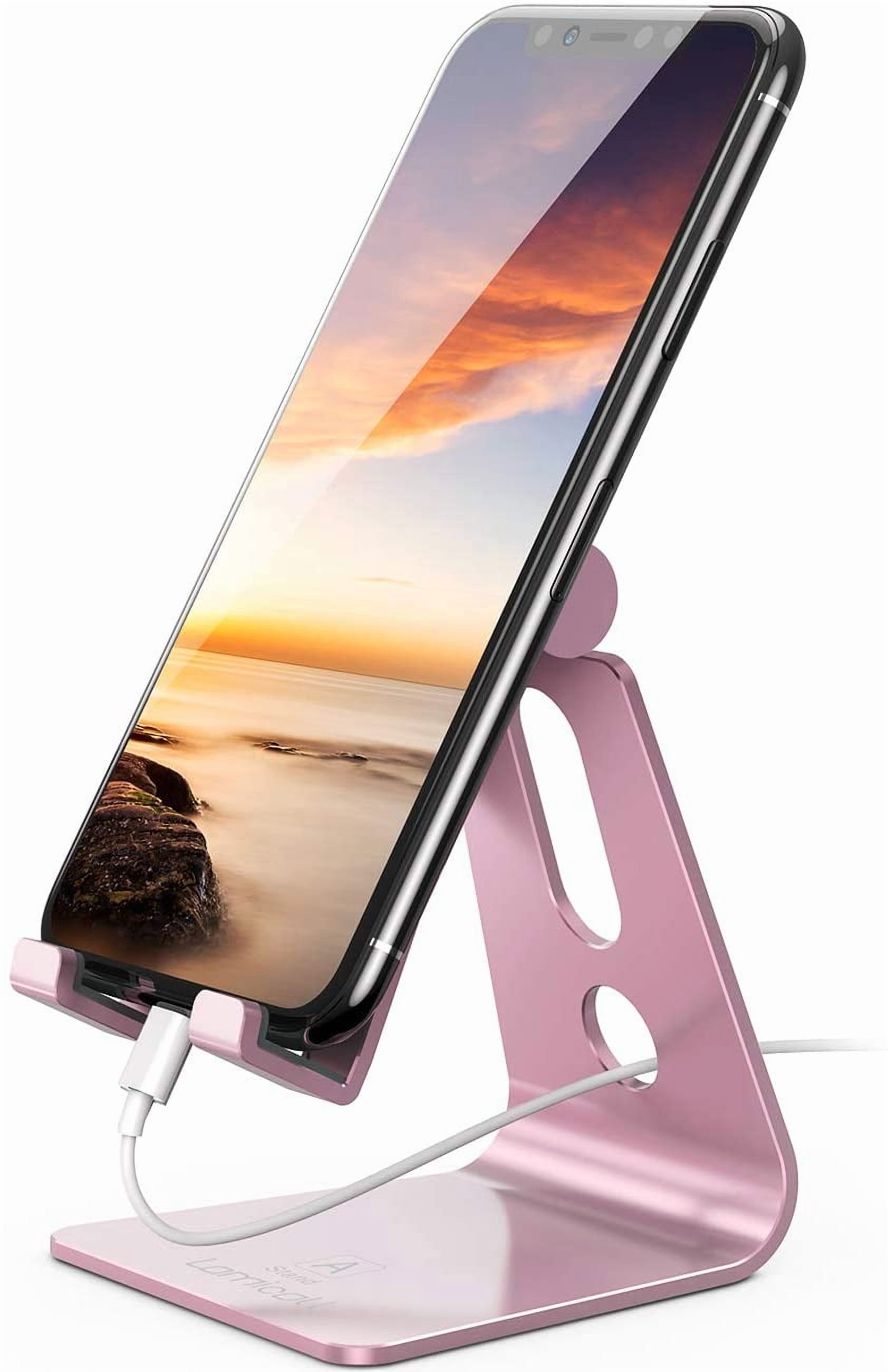 Adjustable Cell Phone Stand Desk Phone Holder, Cradle Dock, Compatible with Phone 13 12 Mini 11 Pro Xs Max XR X 8 7 6 Plus SE, All Smartphones, Office Desktop Accessories - Rose Gold