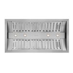 Hauslane | Pro-Style 46” IN-R300 Capuche intégrée, 21” Performances de bruit bas de profondeur de conception contemporaine, poignées de taille complète, filtres à baffles de qualité professionnelle, LED Lampes en acier inoxydable