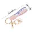 thumbnail image 3 of Short Fabric Embroidered Keychain for Mother's Day, Handmade Crochet Design with Leather Details, Measuring 15.5x3x1cm, Ideal as Key Accessory or Gift, 3 of 6