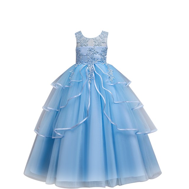 KAWELL Robe de Gala Princesse Sans Manches Brodée pour Filles Robe de Bal pour Enfants