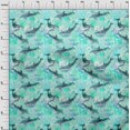 thumbnail image 4 of oneOone Georgette Viscose Turquoise Green Fabric Ocean Dolphin Craft Projects Decor Fabric Printed By The Yard 42 Inch Wide, 4 of 4