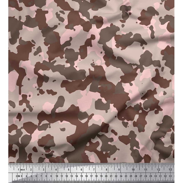Soimoi Poly Georgette Fabric Two Tone With Grey Camouflage Print Sewing Fabric Yard 52 Inch Wide