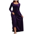 thumbnail image 2 of Gspmoly Robes pour Femmes Grande Taille, Robe Longue en Velours à Manches Longues et Col en V pour Femmes, Robe en Velours au Tempérament Ajusté, Robe Formelle, Robes d'Été pour Femmes Offres, 2 of 4