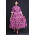 thumbnail image 2 of Bimba Feuilles Femmes Col en V Sans Manches Fente avant Décontractée Maxi Imprimée Robe Bohème-Grand, 2 of 5