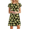 thumbnail image 2 of Fankiway Robes Mini pour Femmes Été Décontractées à Volants Manches Courtes Mignonnes Col Rond Robe Fluide avec Poches Robes d'Été pour Femmes Robes pour Femmes Grande Taille Liquidation, 2 of 5