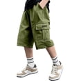 thumbnail image 2 of XDZJLR Pantalon Garçon Enfants Cargo Jeunesse Décontracté Ample Extensible Extérieur Bas Cargo Shorts 12-13 Ans, 2 of 7