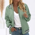thumbnail image 2 of MIASHUI Women Bomber Jacket Lightweight Jacket Zip Up Coat Casual Bomber Jacket,Green,L, 2 of 8