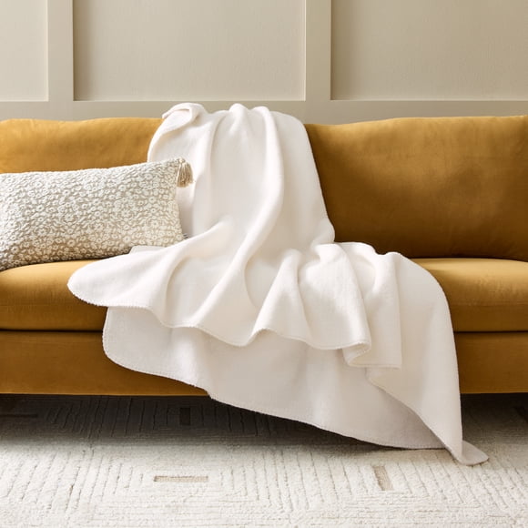 Better Homes & Gardens Cozy Faux Wool Throw, Oversized, Vanilla Dream, 50" X 72"