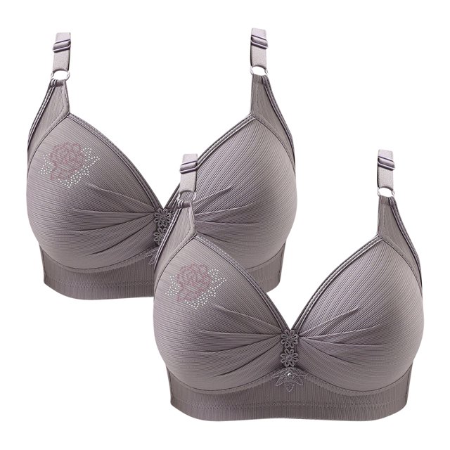 Timegard Wireless Bras for Women 2pc Ruched Full Support Adjustable Strap Comfy Daily Seniors Bras