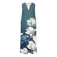 thumbnail image 3 of Ovzne Robes d'Été pour Femmes 2025 Robe Robe d'Été Décontractée pour Femmes Dégradé Sans Manches Col en V Longue Robe Grande Taille Robe Maxi Liquidation, 3 of 4