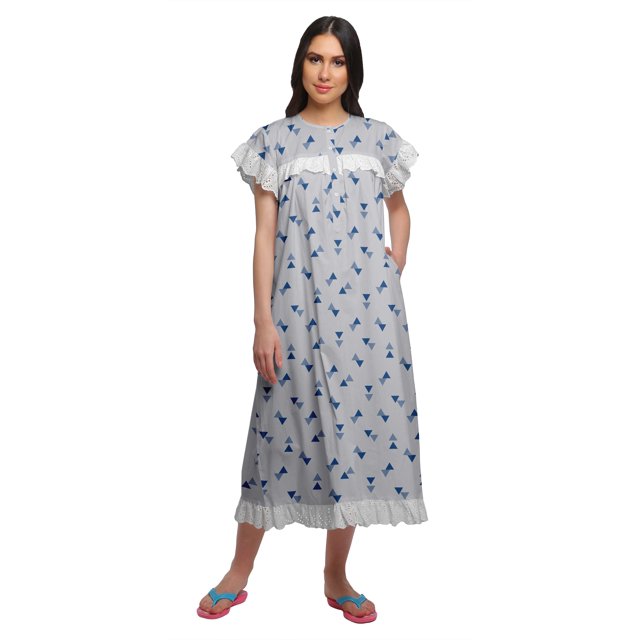 Moomaya Chemise de Nuit à Manches Courtes pour Femmes, en Coton Imprimé