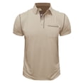 thumbnail image 1 of FAIWAD Men's Short Sleeve Shirts Lapel Button Down Tops Stretch Breathable Pullover Tops with Pocket, 1 of 5