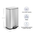 thumbnail image 2 of Innovaze 8 Gallon/30 Liter Rectangular Stainless Steel Step-on Trash Can for Kitchen, 2 of 6