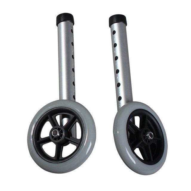 Shisuyan 2 Pcs Roue de Remplacement pour Aide à la Marche Roues de Fauteuil Roulant en Alliage d'Aluminium avec Tube
