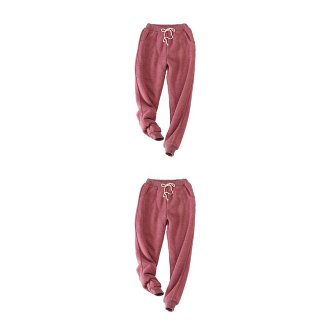 kurtrusly Pantalon d'Hiver Chaud et Rester à la Mode pour Femmes Conçu pour le Confort Vin Rouge XL 2Set