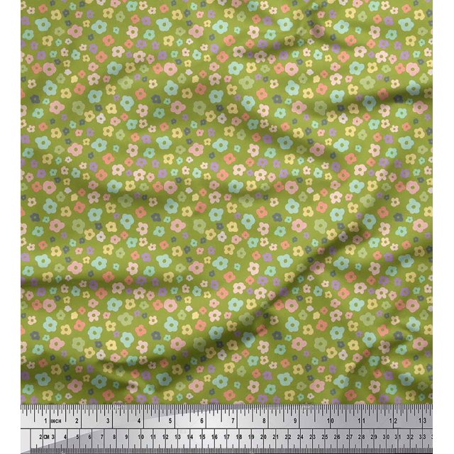 Soimoi Rayon Fabric Flower Artistic Decor Fabric Printed Yard 56 Inch Wide