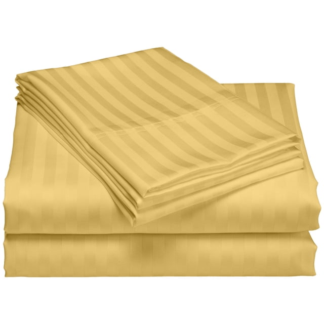 Hotel Collection 1200 Super Soft & Wrinkle Free Luxurious Stripe 6-Piece Sheet Set (King, Gold)