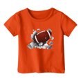 thumbnail image 1 of TIEVOSA Haut Garçon Fille à Manches Courtes Décontracté Rugby Football à Lettres Imprimées pour 4-5 Ans (Orange), 1 of 3