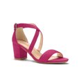 thumbnail image 1 of BLISSFUL STEP Women's Open Toe Cross Strap Mid Block Heel Sandals Hot Pink 10, 1 of 8